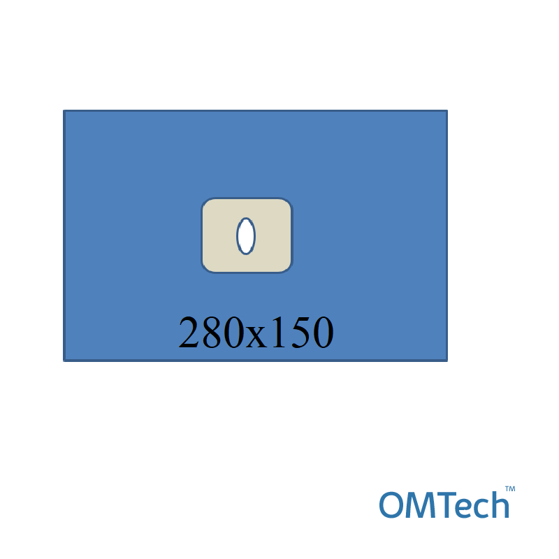 Покриття операційне OMTech™ нейрохірургічне для операцій на головному мозку №2 280см х 150см з адгез. опер. полем 10см х 2см (ламінований спанбонд - 45 г/м2)